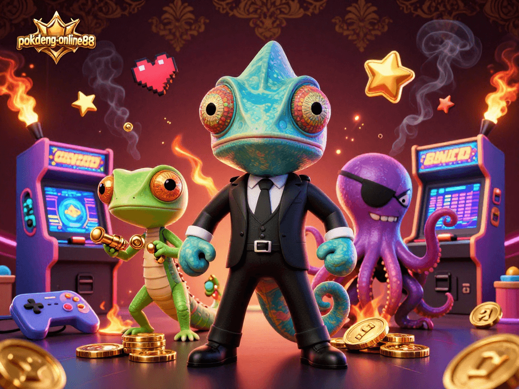 Engage in thrilling gameplay featuring pokdeng-online88 with dynamic characters and colorful casino elements.