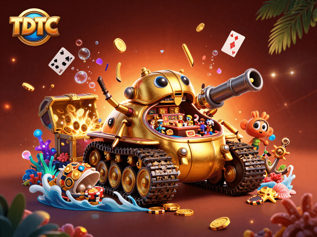 Engage with TDTC's vibrant casino scene featuring colorful elements and interactive action.