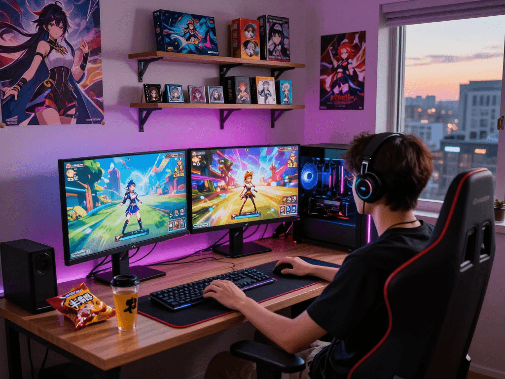 Gacha168 gaming setup showcasing vibrant character designs and dynamic gameplay.
