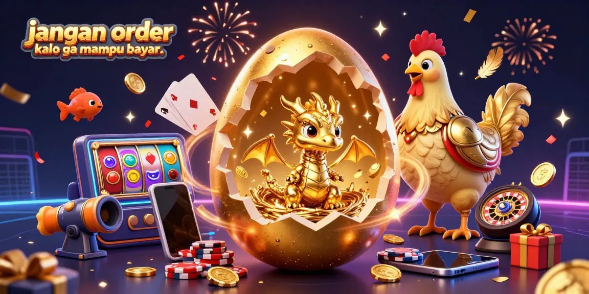 Engaging illustration featuring the theme "jangan order kalo ga mampu bayar.." with a golden dragon amidst exciting casino elements.