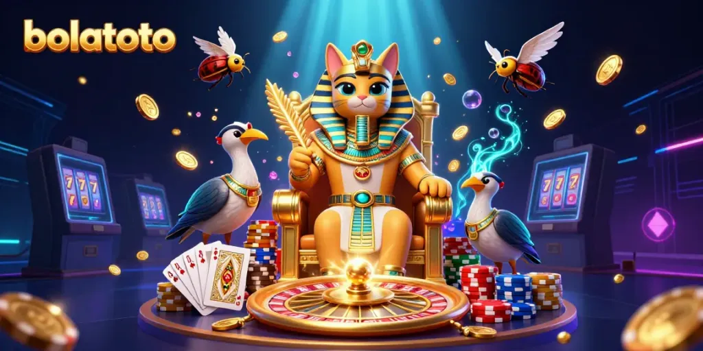Experience thrilling bolatoto gaming with vibrant characters, classic casino elements, and dynamic visuals.