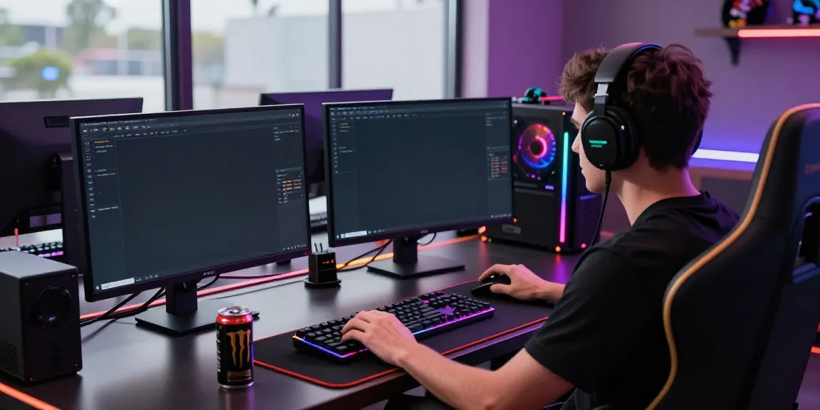 Focused player engaging with situs singatoto on a high-tech gaming setup.