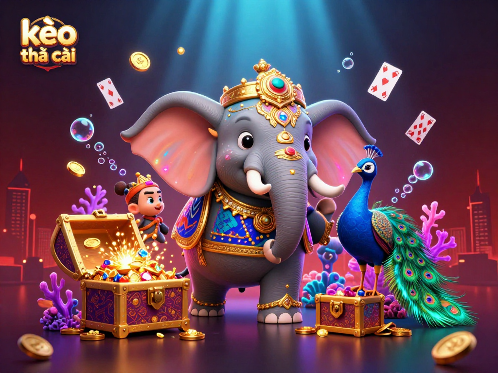Engage with kèo nhà cái in this vibrant casino-themed 3D illustration showcasing dynamic characters and game elements.
