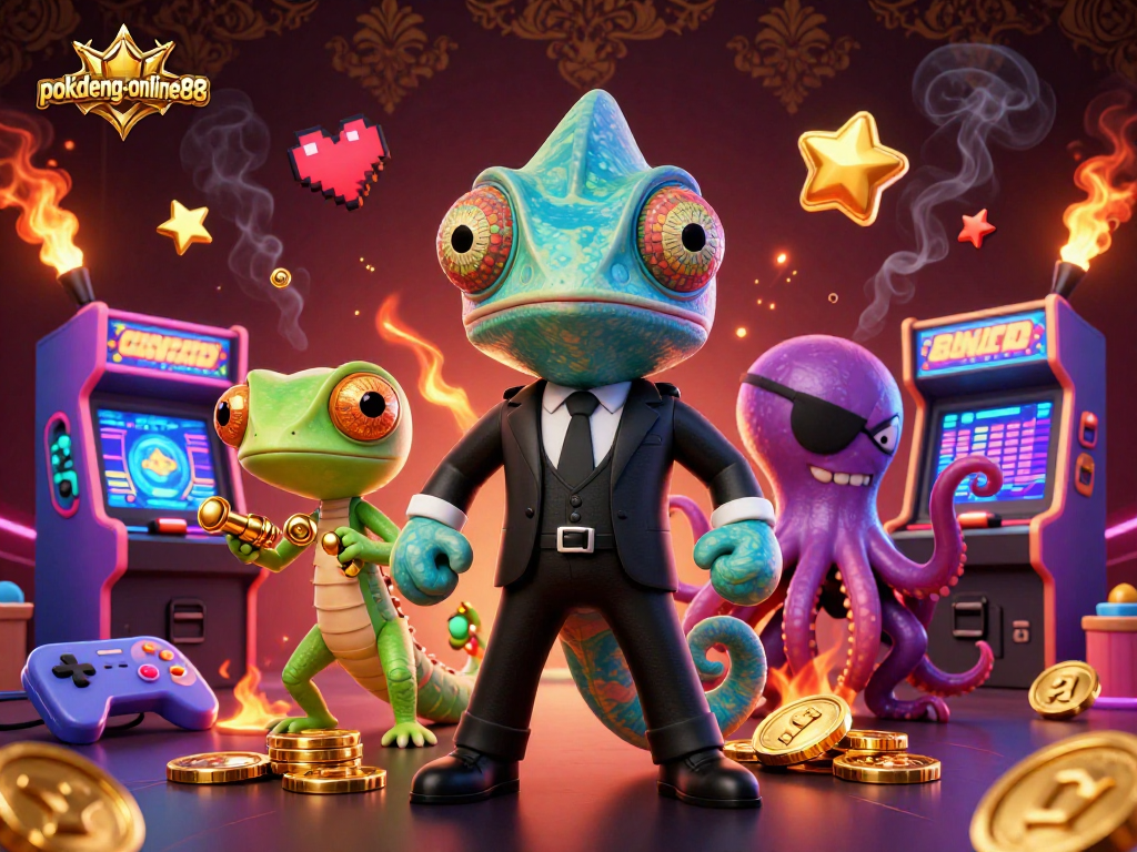 Engage in thrilling gameplay featuring pokdeng-online88 with dynamic characters and colorful casino elements.