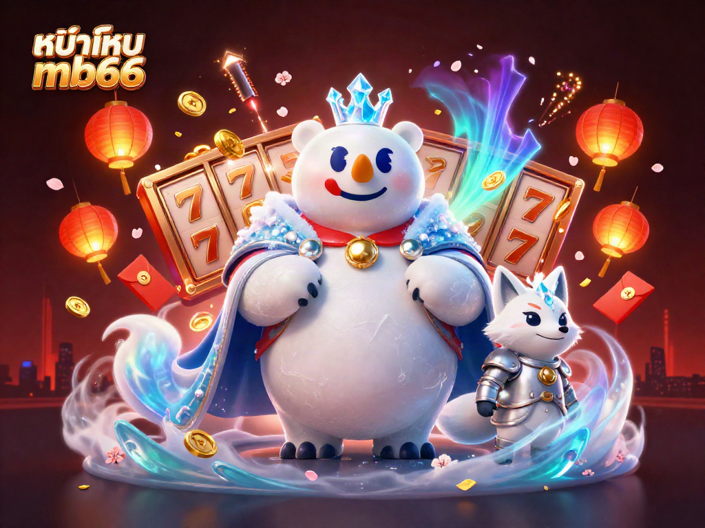 Engage with slots at หน้าแรก mb66 featuring an ice king polar bear and silver snow fox in an enchanting casino backdrop.