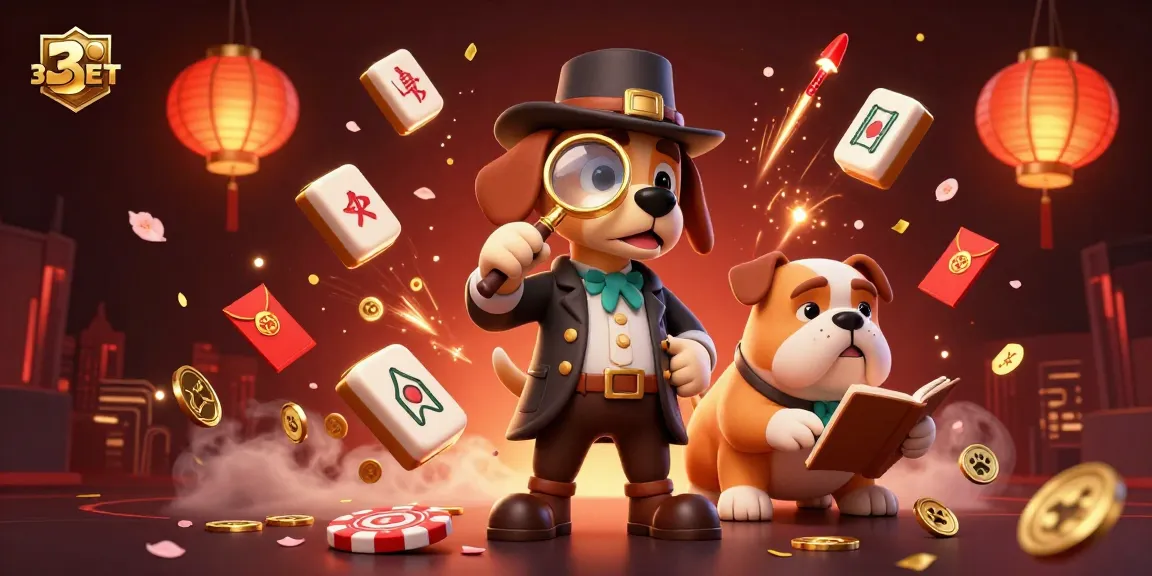 Engage with 3BET’s vibrant casino features as a cartoon detective uncovers treasure among floating gaming elements.