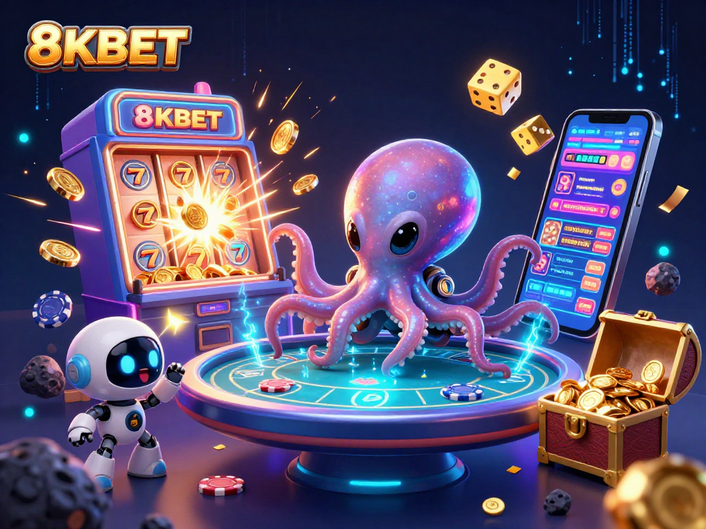 Engage in thrilling games at 8KBET with an exciting alien poker scene and dynamic casino elements.