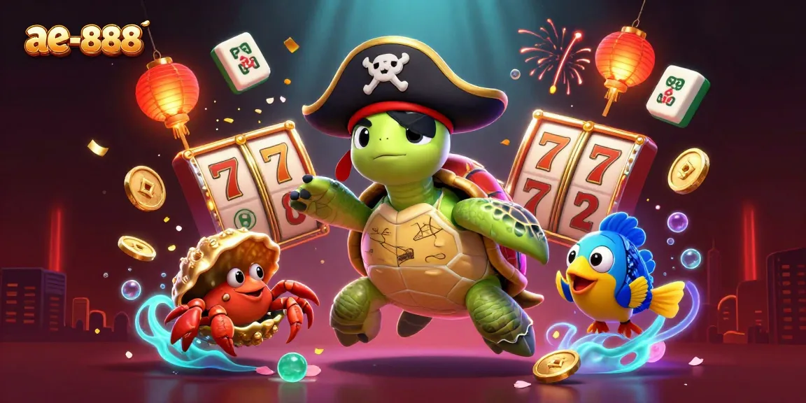 Engage in thrilling gameplay with ae-888 as a pirate turtle leads an exciting casino adventure.