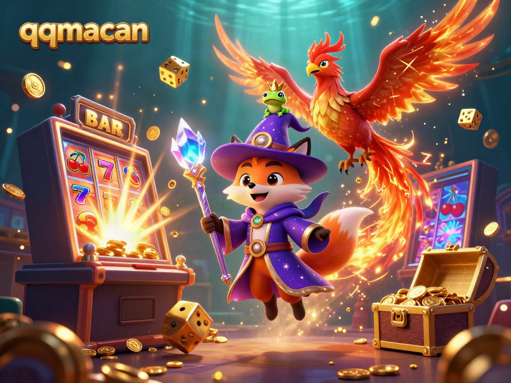 Experience the thrill of qqmacan with a wizard fox, phoenix, and dynamic jackpot scene.