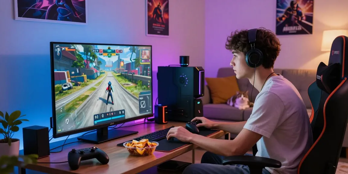 Engaging online gaming scene featuring akunjp in a cozy living room with vibrant lights.