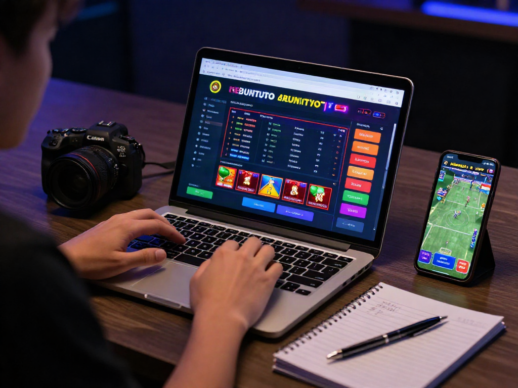 Engaging with kebuntoto's betting platform on a laptop for a thrilling online gambling experience.