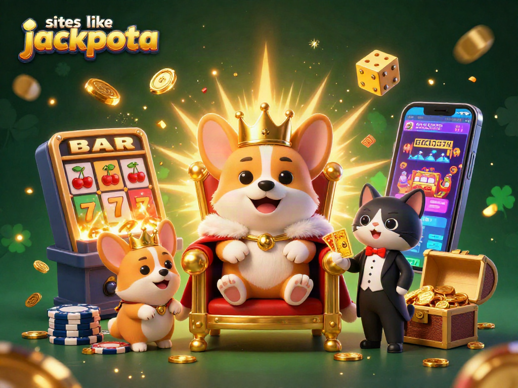 Engage with sites like jackpota in an exciting 3D casino adventure featuring a royal corgi and massive slot machine.