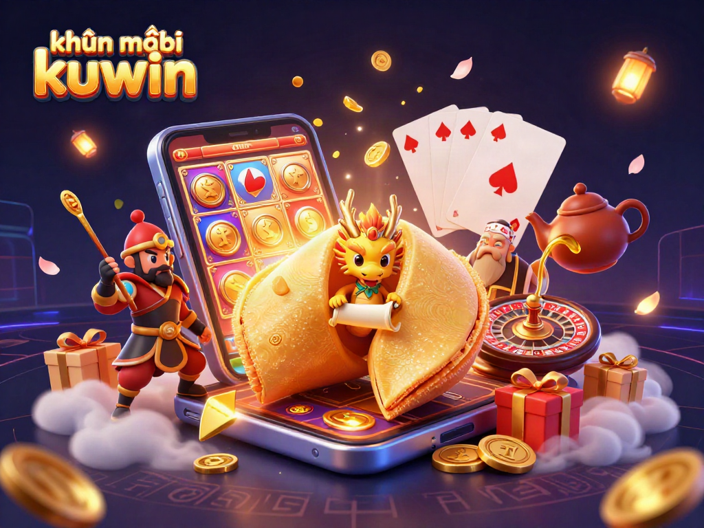 Engaging illustration for khuyến mãi kuwin showcasing exciting casino elements and vibrant characters.