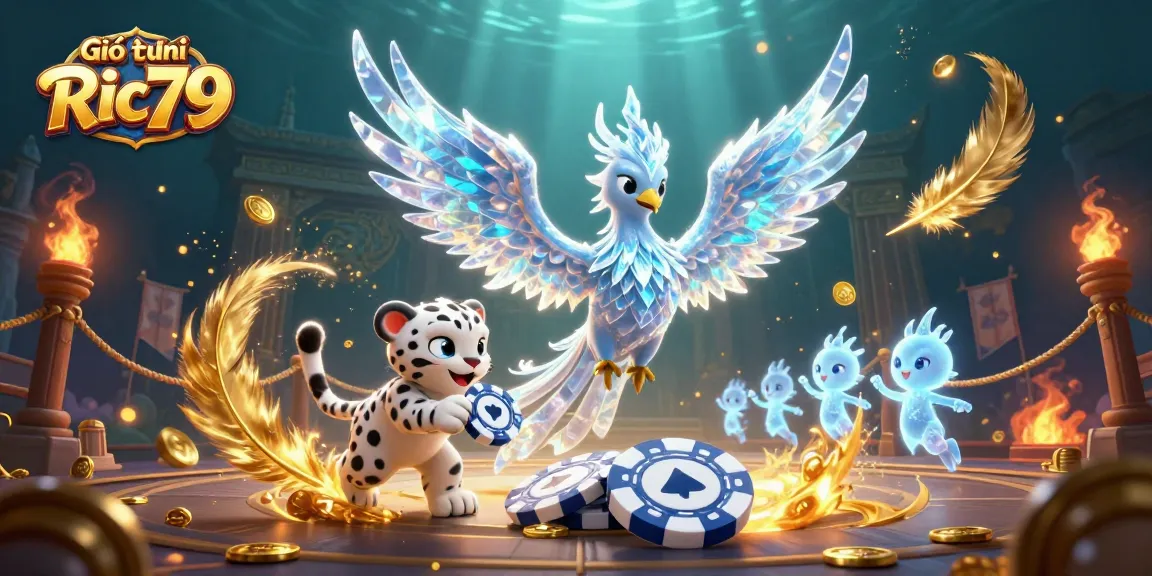 Experience the excitement of Giới thiệu Ric79 with a dynamic casino-themed illustration.