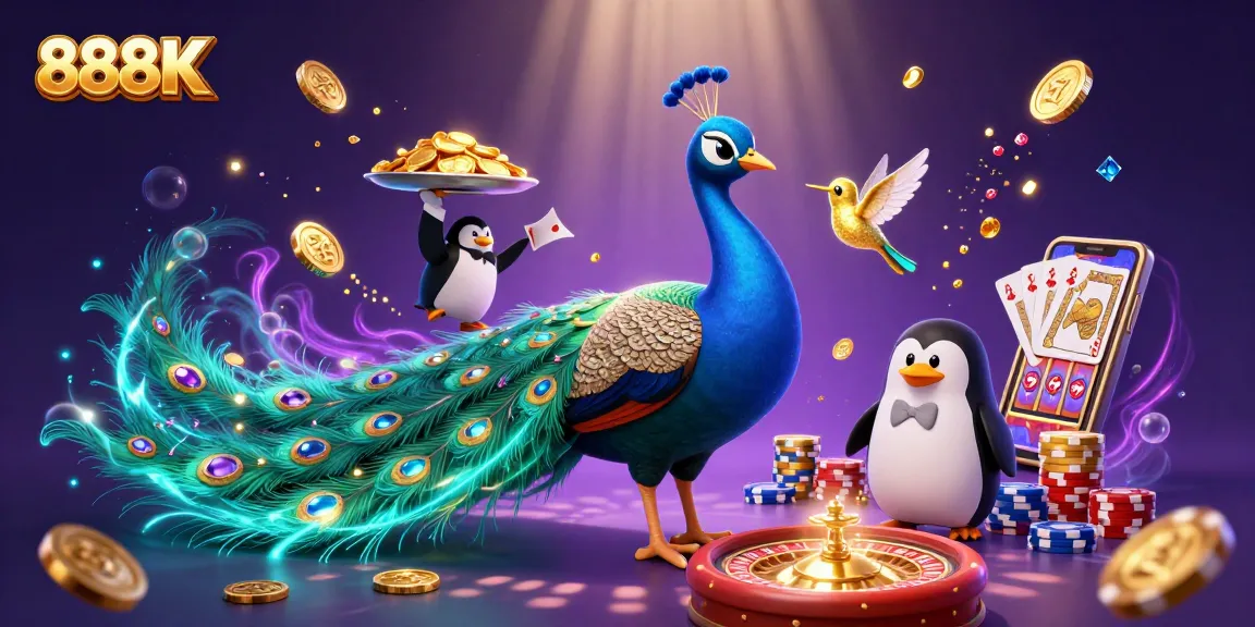 Spin to win with the vibrant 888K casino scene featuring colorful characters and jackpots.