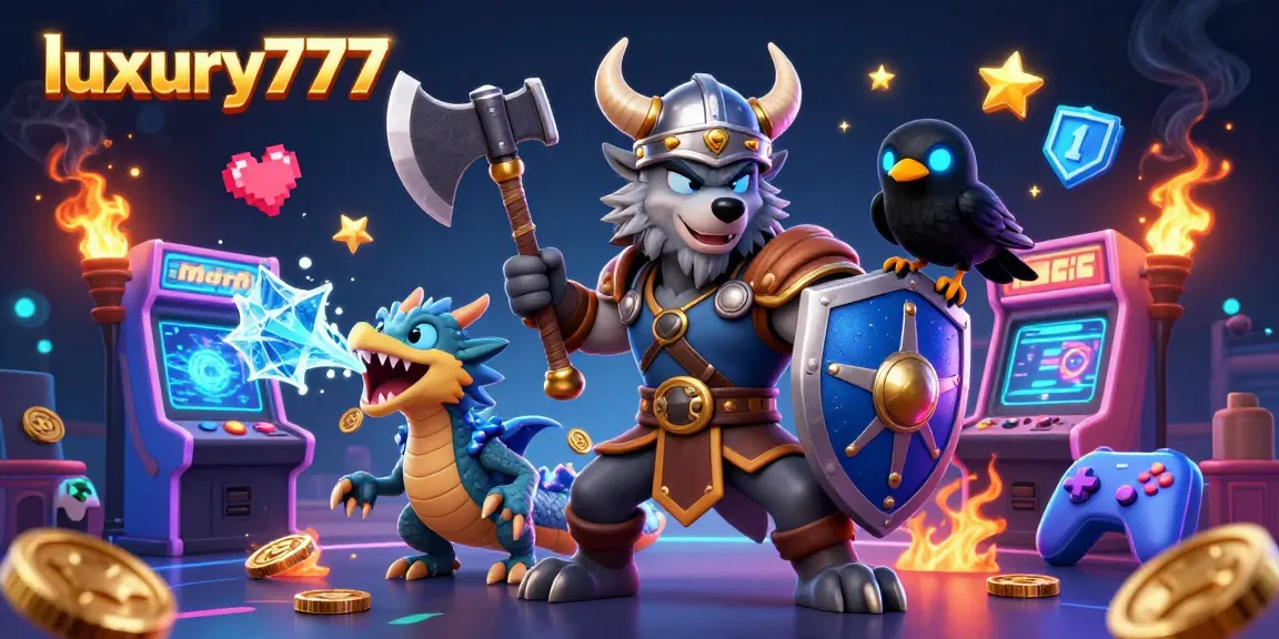Experience thrilling gameplay with luxury777 in an epic casino adventure featuring a Viking, dragon, and raven.