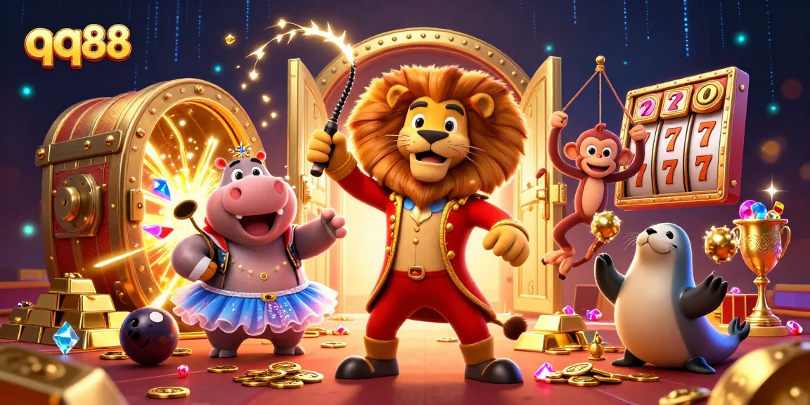 Engaging qq88 casino scene featuring colorful cartoon characters and dynamic gaming elements.
