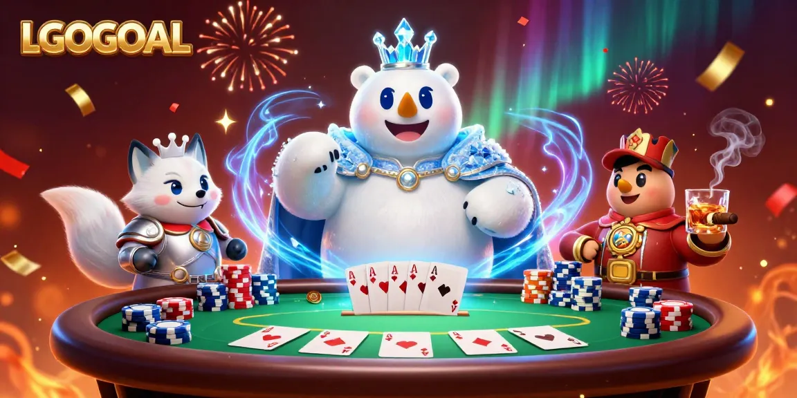 Experience the thrill of gameplay with LGOGOAL as the ice king polar bear and snow fox dominate the poker table scene.