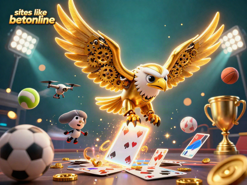 Engage in thrilling gameplay at sites like betonline with vibrant sports-themed 3D illustration.