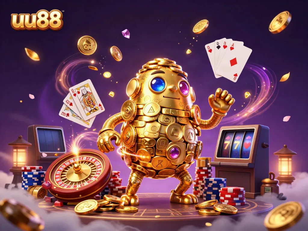 Experience thrilling wins with uu88's captivating gold golem and exciting casino elements.