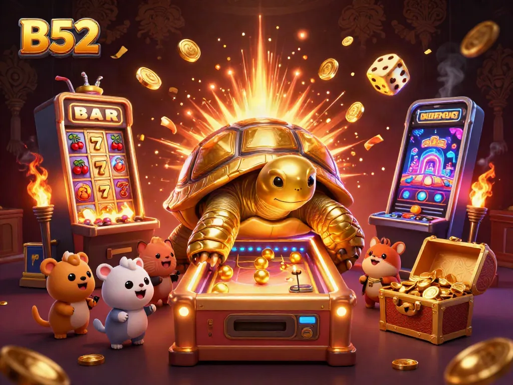 Engage in B52 with vibrant slot machines and entertaining golden tortoise characters.