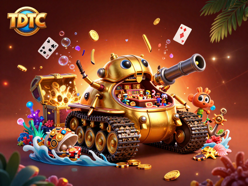 Engage with TDTC's vibrant casino scene featuring colorful elements and interactive action.