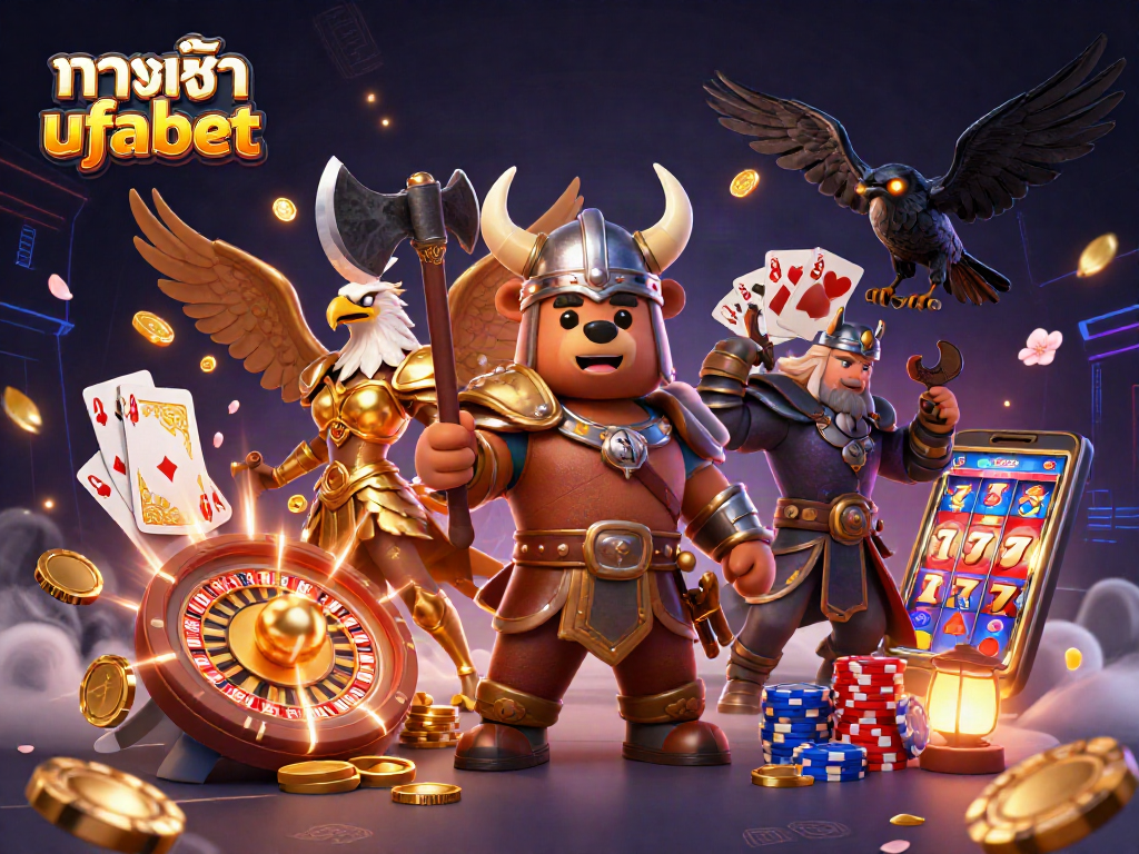 Experience the excitement of ทางเข้า ufabet with an engaging casino scene featuring vibrant characters and dynamic gaming elements.