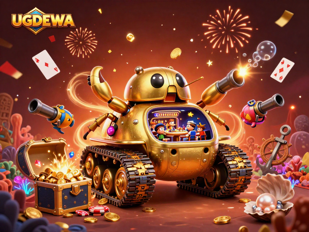UGDEWA elevates gaming experiences with a whimsical 3D casino scene full of vibrant detail.