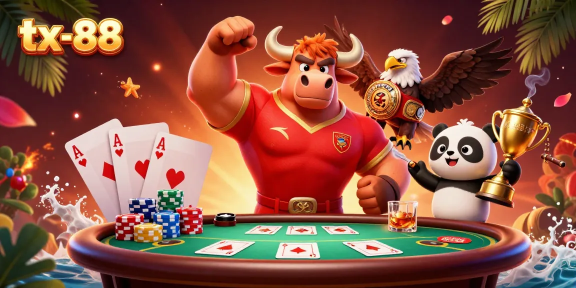 Experience the thrill of tx-88 casino with dynamic characters and poker elements in a vibrant scene.