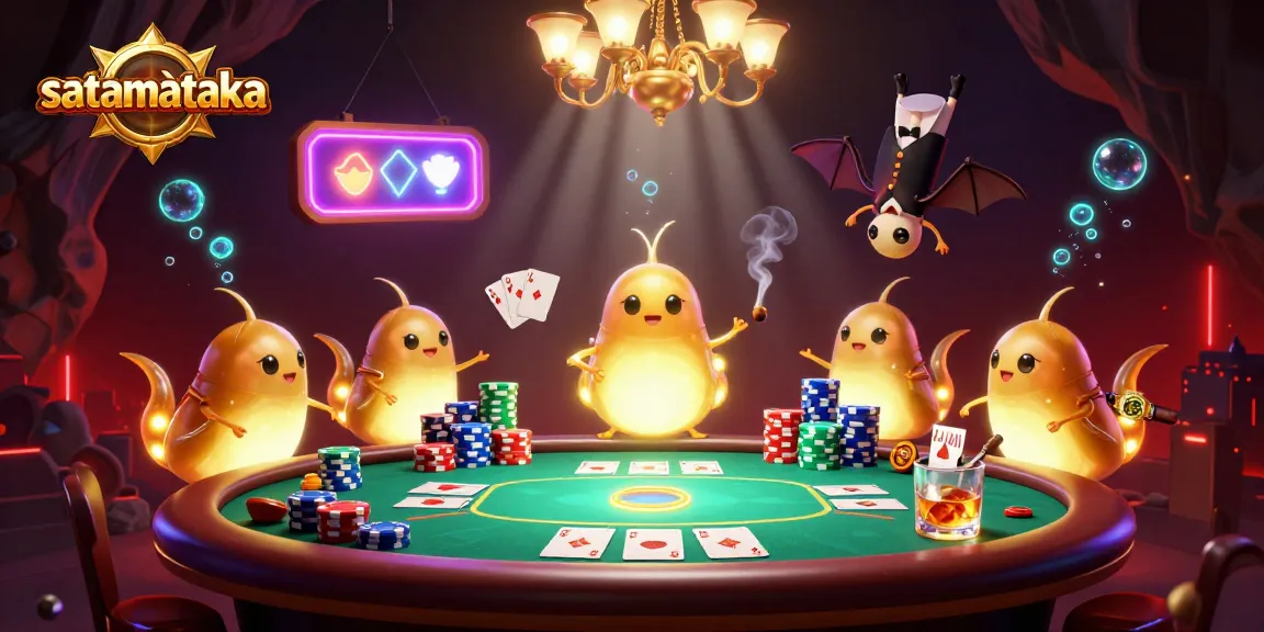 Experience the thrill of satamàtaka with a vibrant cave casino scene featuring glowworms and a bat dealer.