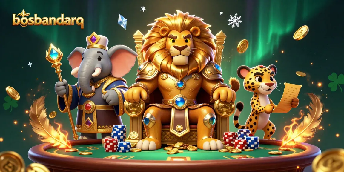 Engage with bosbandarq's vibrant online gaming experience through 3D characters portraying the thrill of card play.