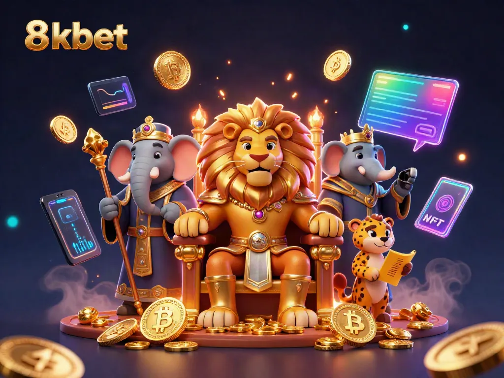 Experience thrilling gameplay at 8xbet with a regal lion king overseeing digital riches and excitement.