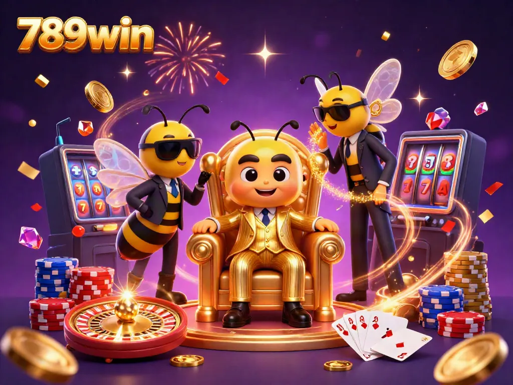 Experience the thrilling atmosphere of 789win with dazzling casino elements and vibrant characters.