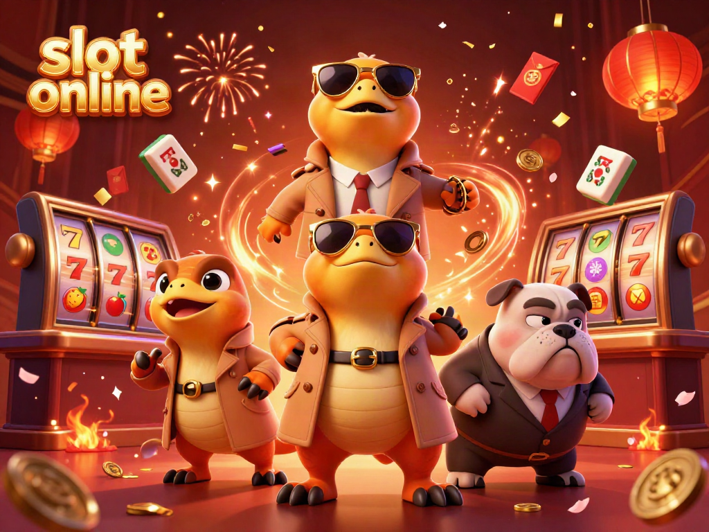 Three cartoon raptors in a trench coat trying to enter a VIP area of a slot online casino.