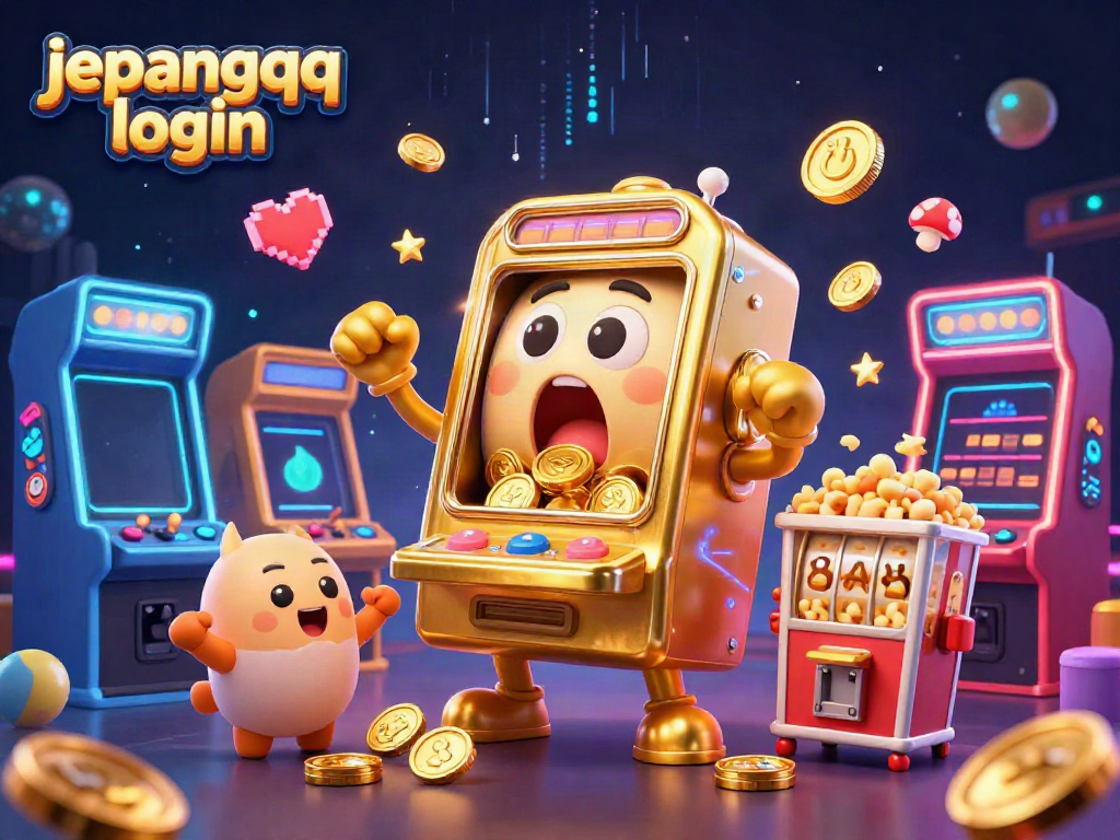 Merayakan kemenangan dengan JepangQQ login di mesin slot yang mengeluarkan koin emas.