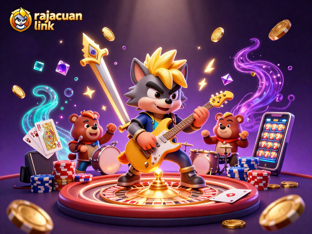 Experience dynamic gameplay at rajacuan link with a vibrant 3D casino scene filled with exciting game elements.