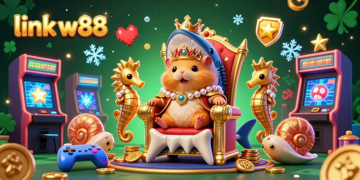 Engage with the vibrant world of casino gaming at link w88, featuring a golden hamster king and arcade elements.