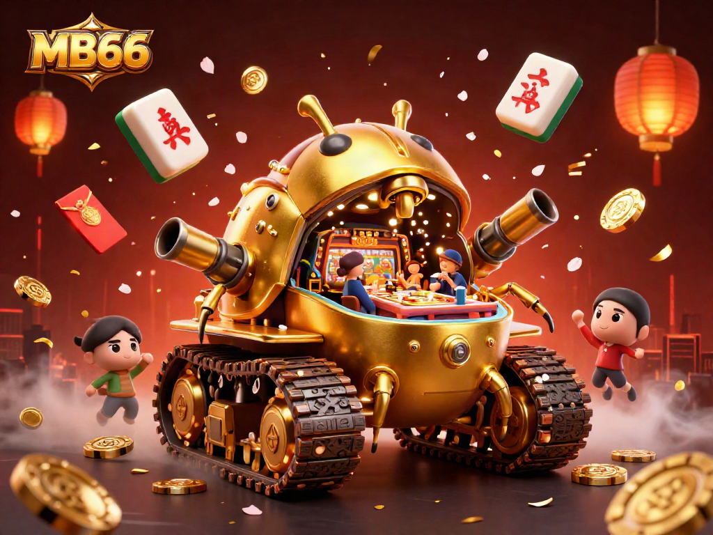 MB66 casino tank with miniature casino and lucky symbols creating an exciting gaming atmosphere.