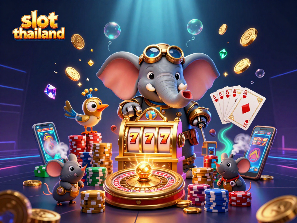 Spin to win with slot thailand's colorful 3D casino illustration filled with action!