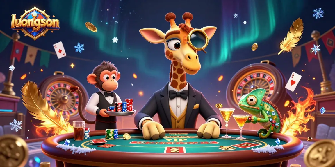 Experience thrilling games at luongson, featuring vibrant characters in a rich casino scene.