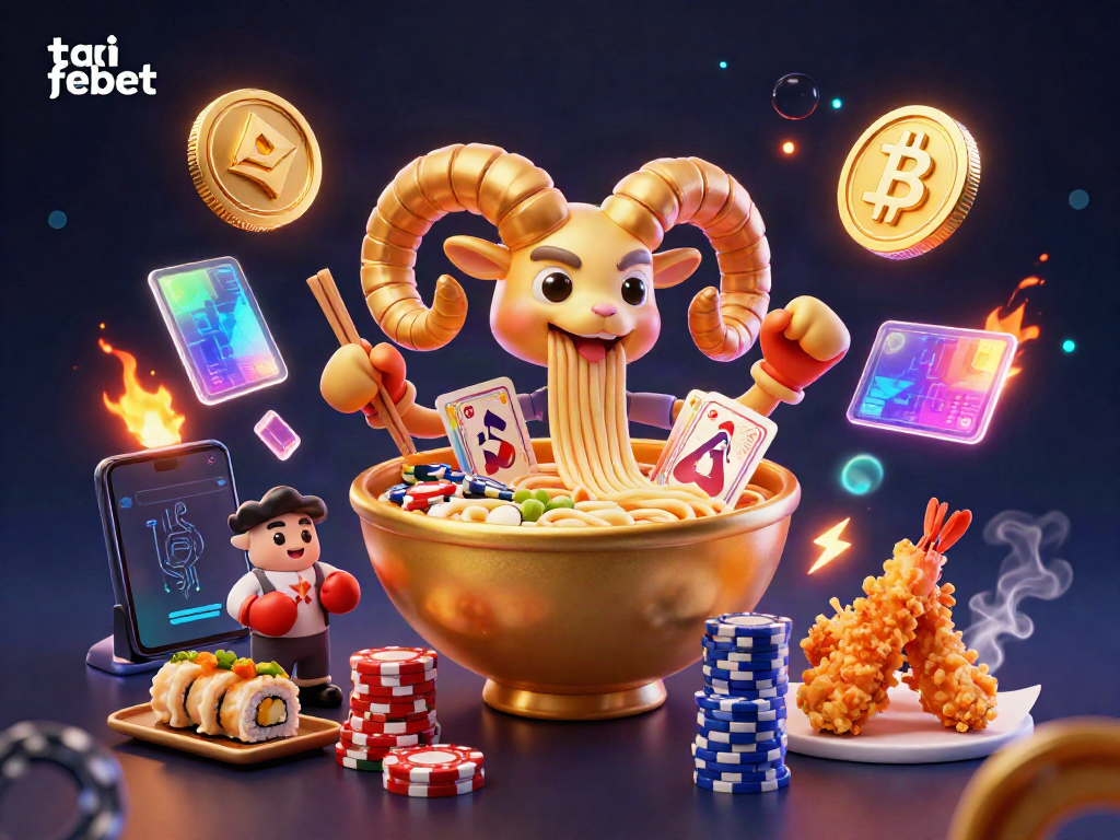 Play and win at tai febet while enjoying vibrant casino-themed characters and crypto elements.