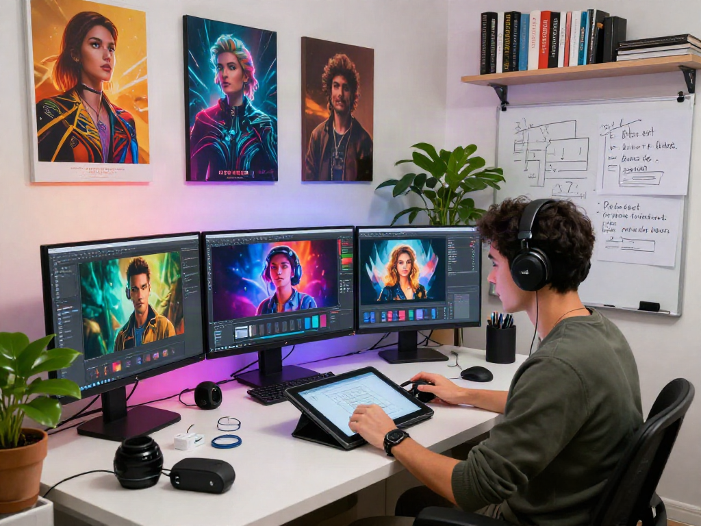 Creative workspace featuring ai porn generator images and digital art tools.
