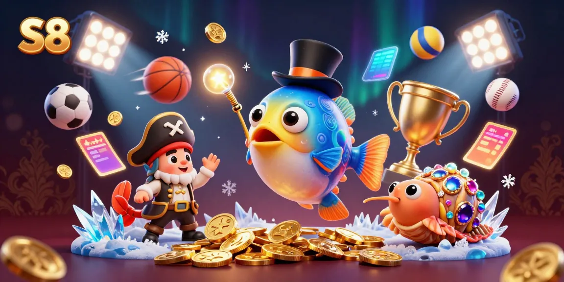 Experience the excitement of S8 with dynamic casino elements attracting players and golden coins.