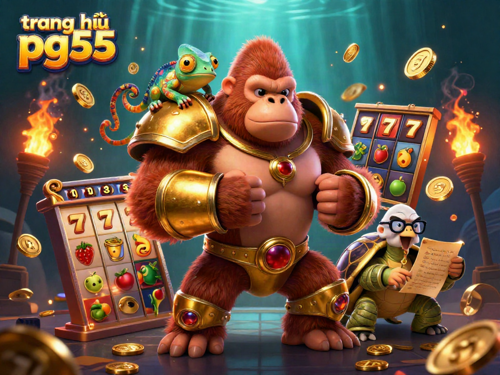 Engage in thrilling bets on the trang chủ pg55, featuring a powerful gorilla king and dynamic casino elements.