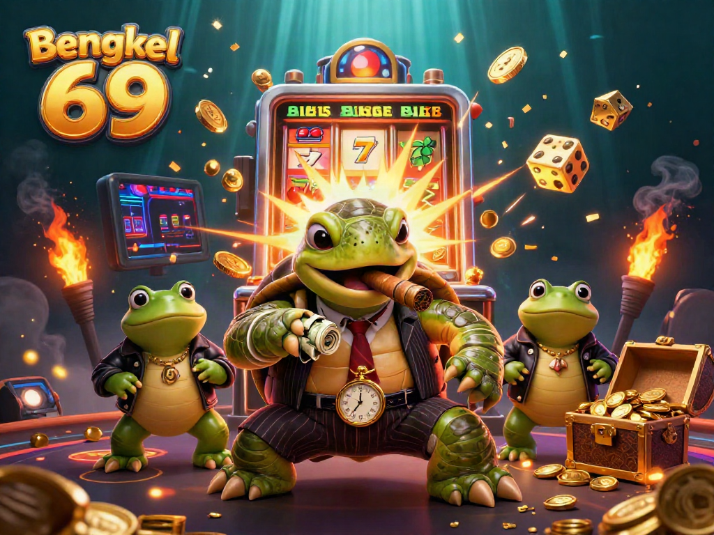 Experience the vibrant action of Bengkel 69's thrilling casino scene with energetic characters and jackpot excitement!