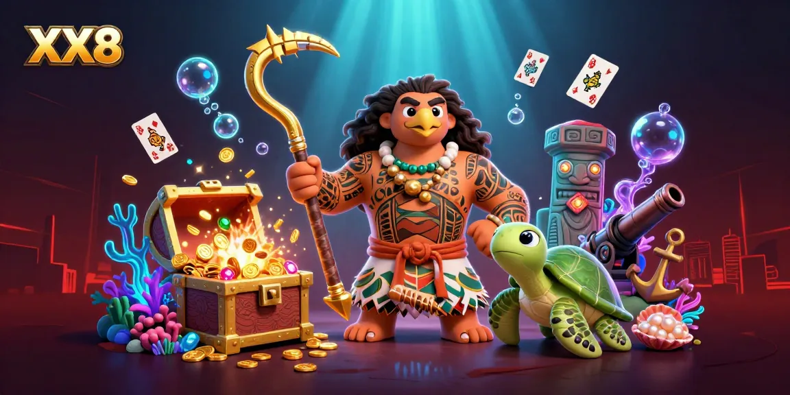 Experience thrilling gameplay with XX8 in a vibrant, detailed underwater casino adventure featuring treasures and dynamic elements.