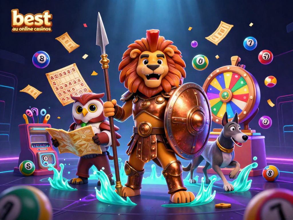 Engaging scene showcasing the best AU online casinos with vibrant elements, highlighting thrilling gameplay moments.