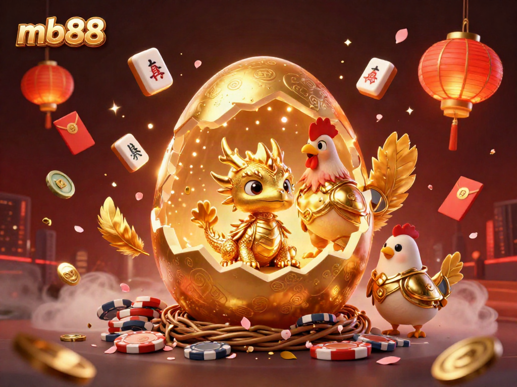 Engage with mb88 and experience a dynamic scene showcasing a golden dragon and casino elements.