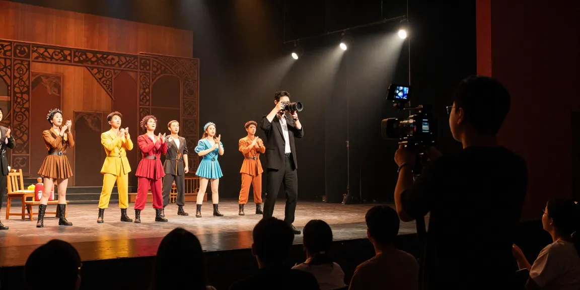 Fotografi profesional nusa88 di pertunjukan teater, menampilkan fotografer menangkap momen dramatis di atas panggung.