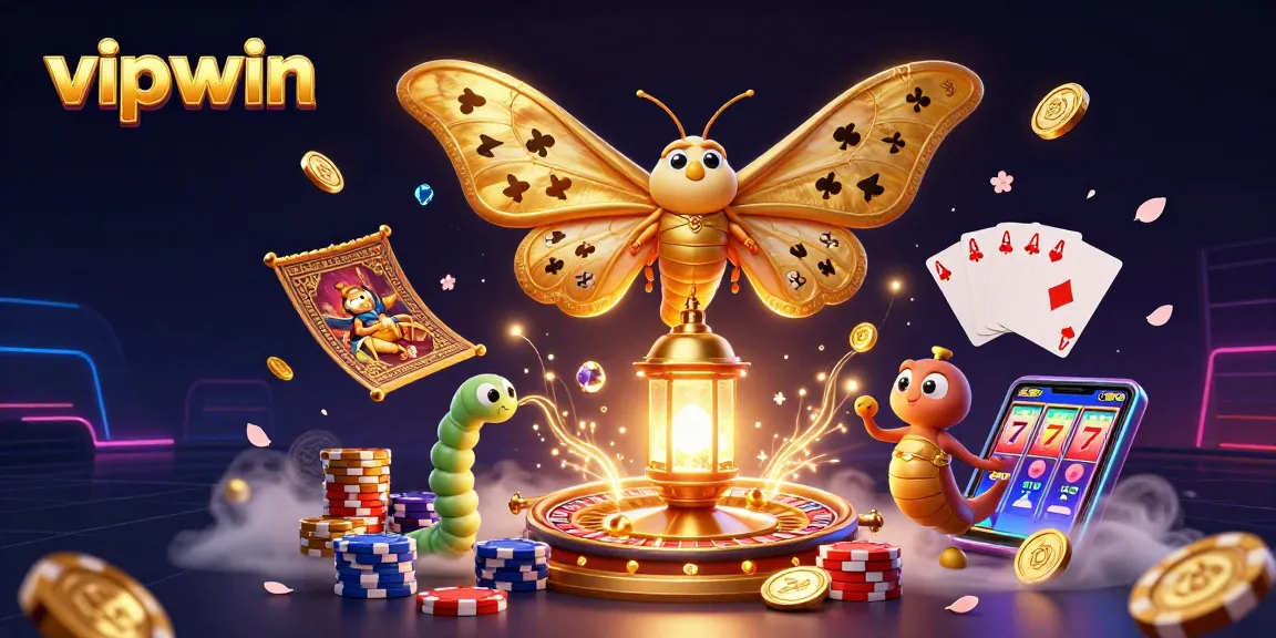Experience the excitement at vipwin with a dynamic illustration of a 3D casino scene filled with games and rich visuals.